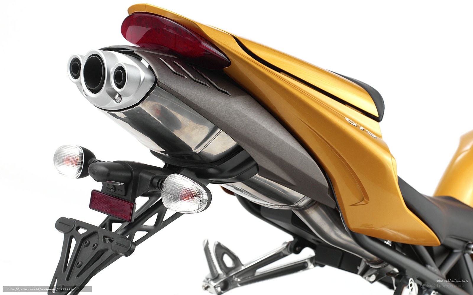 gold motorcycle rear view