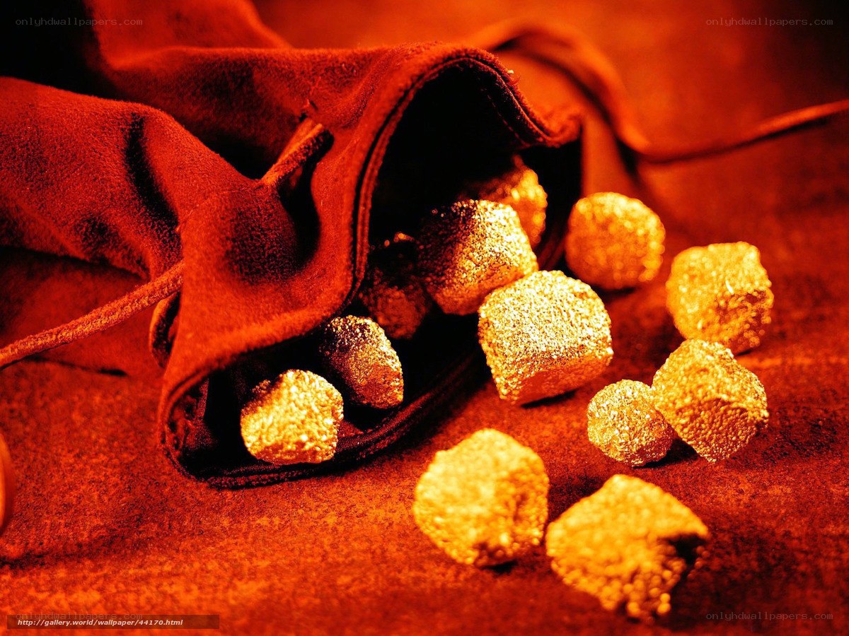 gold nuggets in a pouch