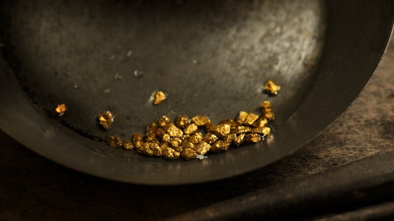 Gold Nuggets in Pan