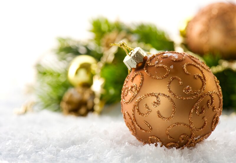 Gold Ornament in Snow