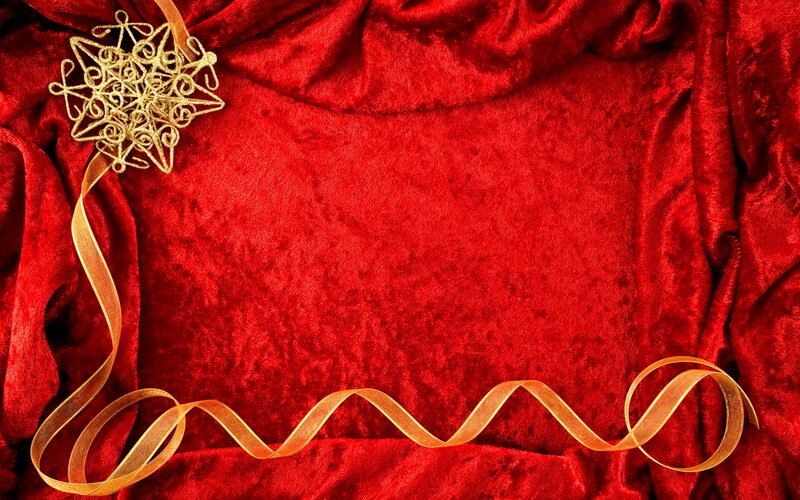 Gold Ornament on Red Fabric