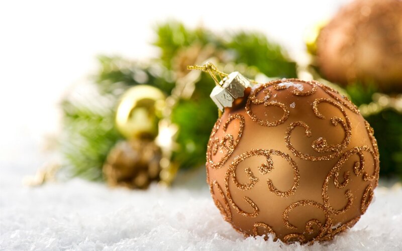 Gold Ornament on Snow — Brown