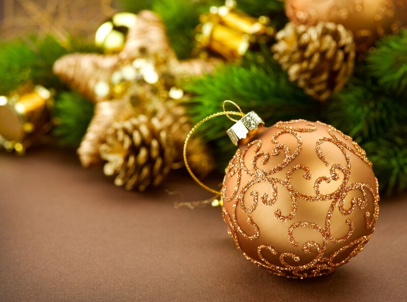Gold Ornament on Table — Brown