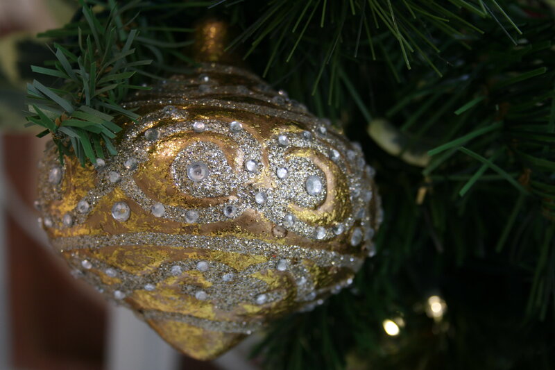 Gold Ornament on Tree — Festive, Night