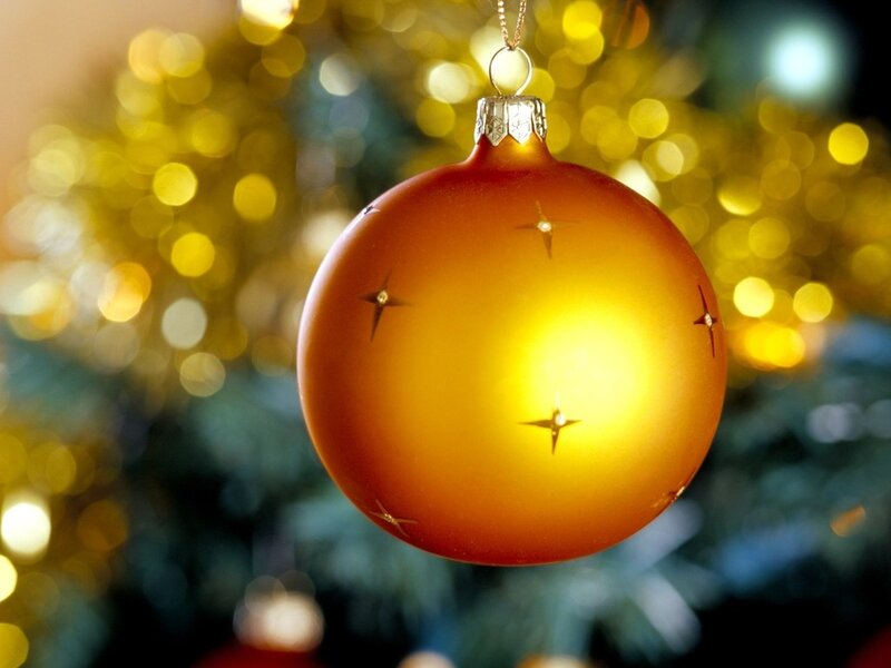 Gold Ornament on Tree — Festive