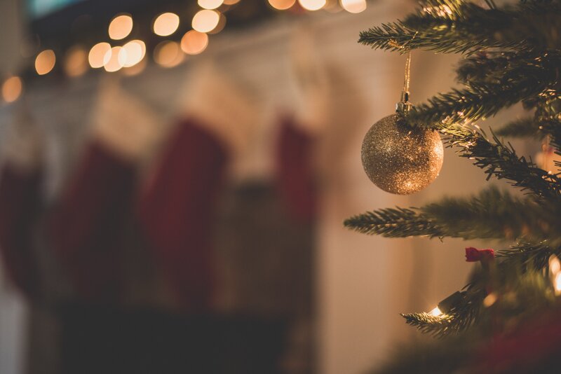 Gold Ornament on Tree — Green, Cozy
