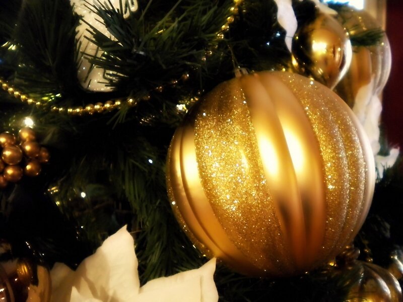 Gold Ornament on Tree