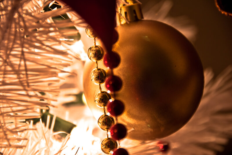 Gold Ornament on Tree — Warm
