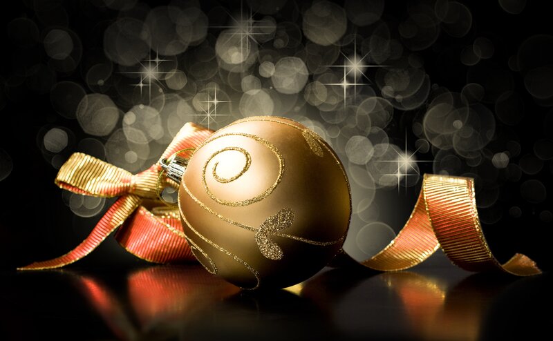 Gold Ornament with Ribbon — Festive, Night