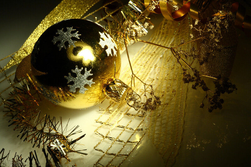 Gold Ornament with Snowflakes