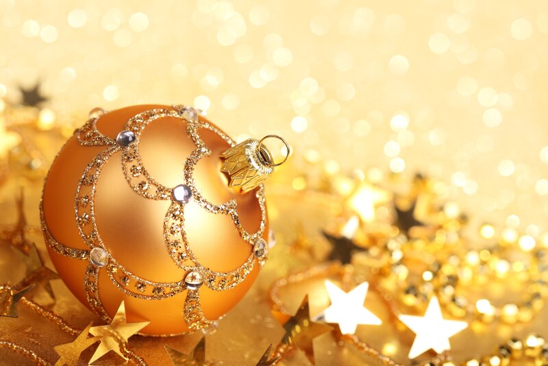 Gold Ornament with Stars — Festive