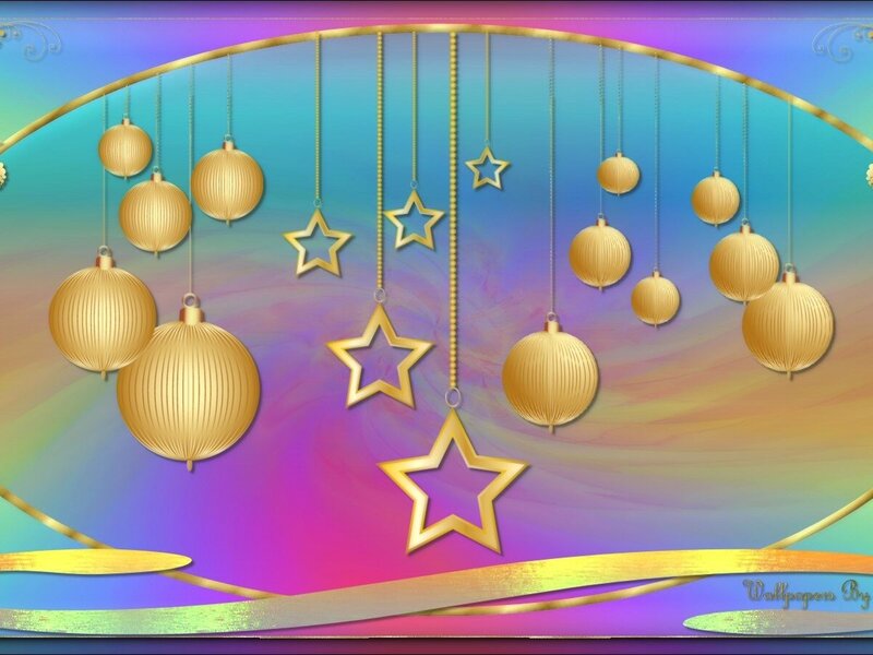 Gold Ornaments and Stars — Festive