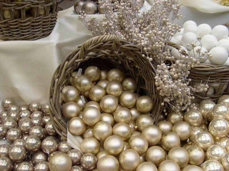 Gold Ornaments in Basket