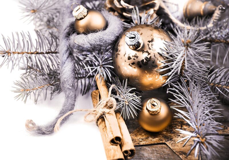 Gold Ornaments on Branches