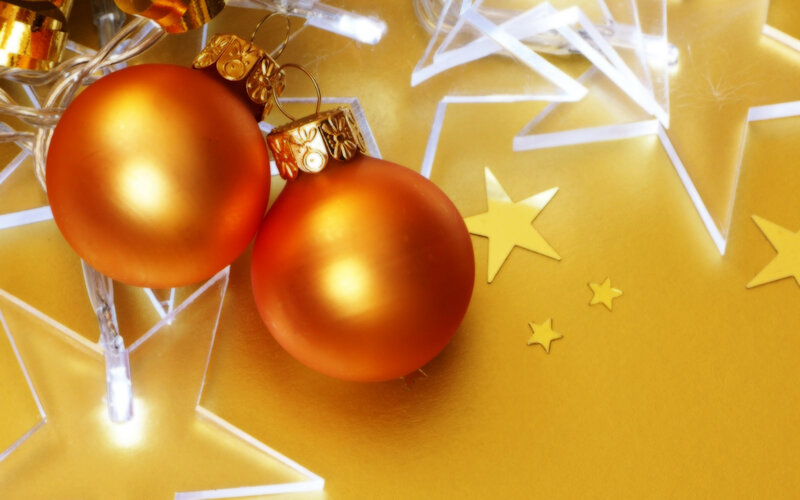 Gold Ornaments on Gold Surface — Festive