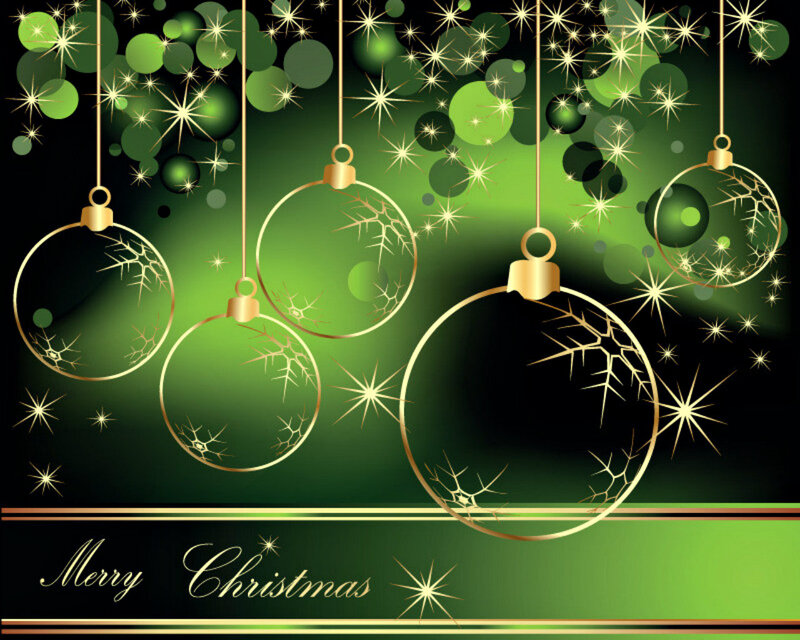 Gold Ornaments on Green