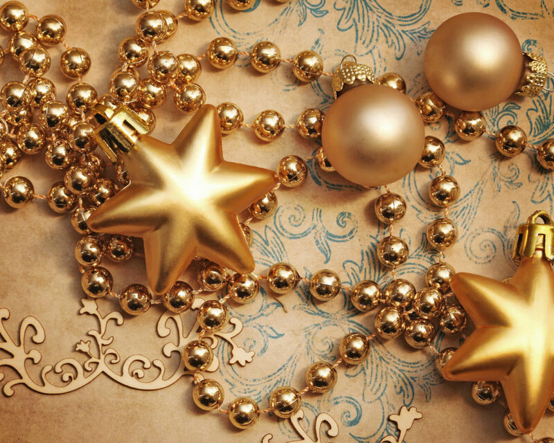 Gold Ornaments on Patterned Paper