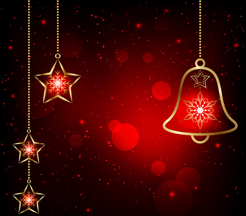 Gold Ornaments on Red Background — Festive