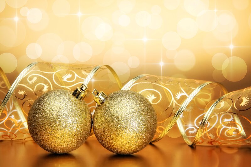 Gold Ornaments on Ribbon