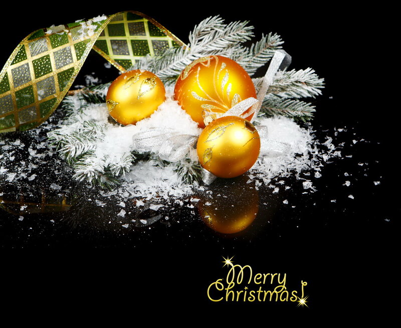Gold Ornaments on Snow