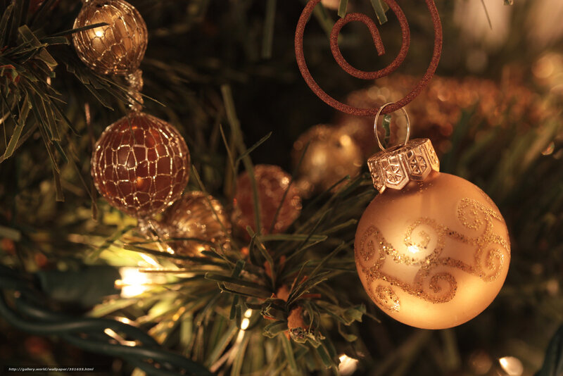 Gold Ornaments on Tree — Warm