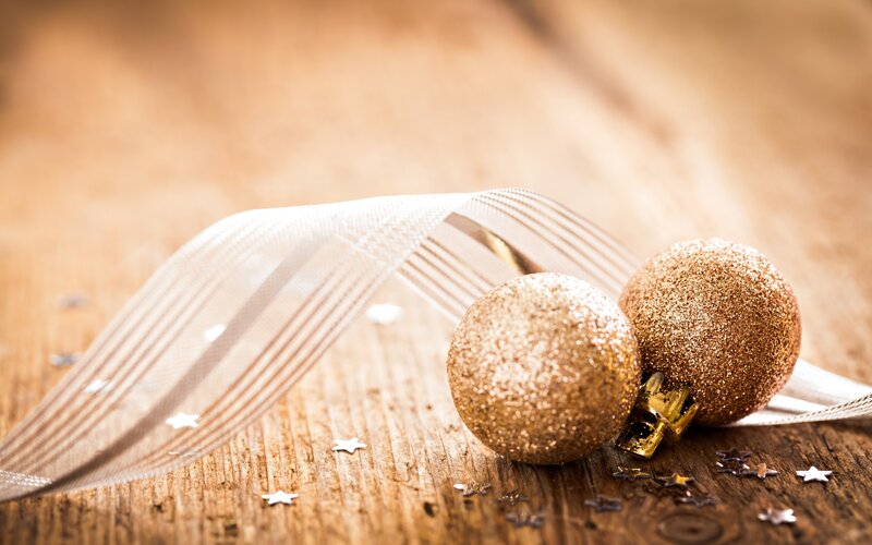 Gold Ornaments on Wood