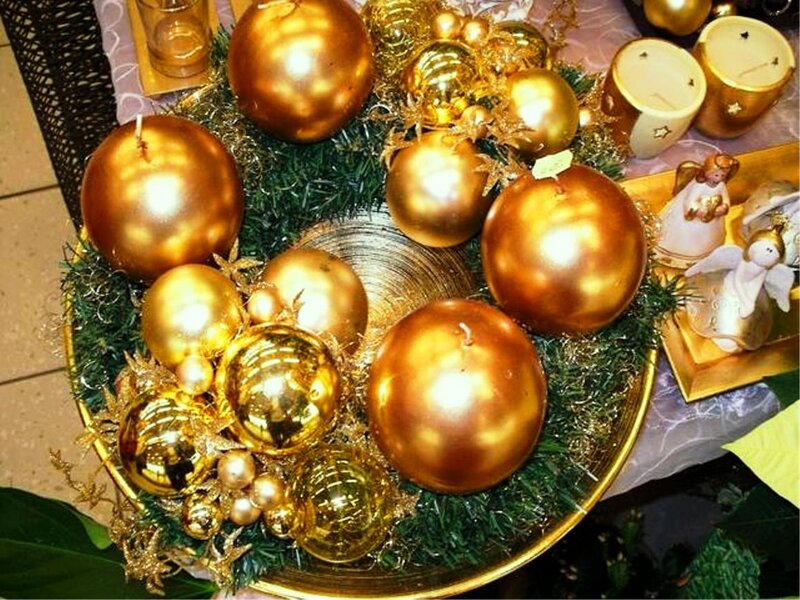 Gold Ornaments on Wreath