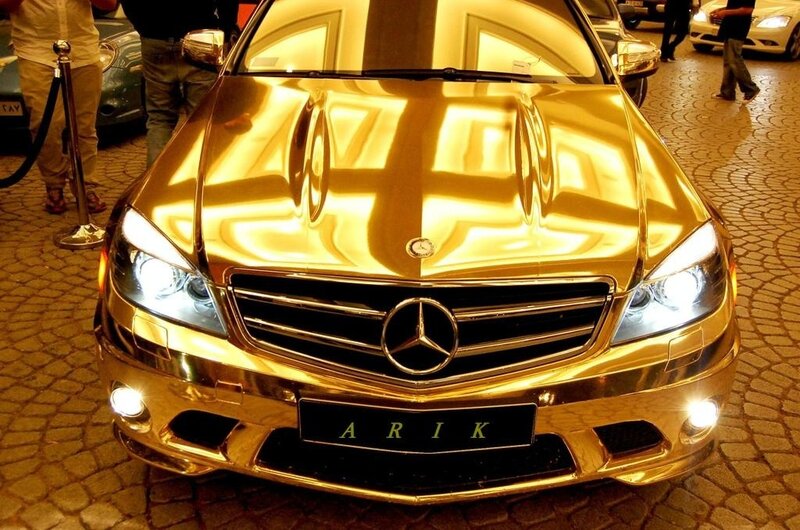 Gold-painted Mercedes-benz