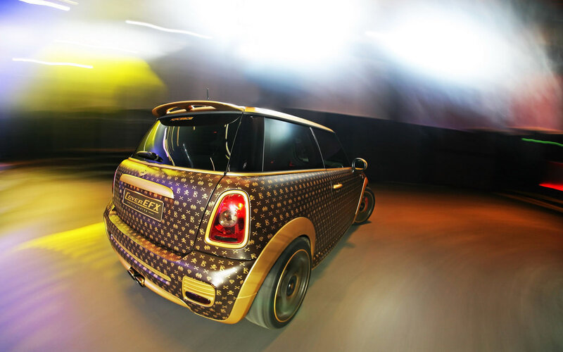 Gold-patterned Mini Cooper — Brown