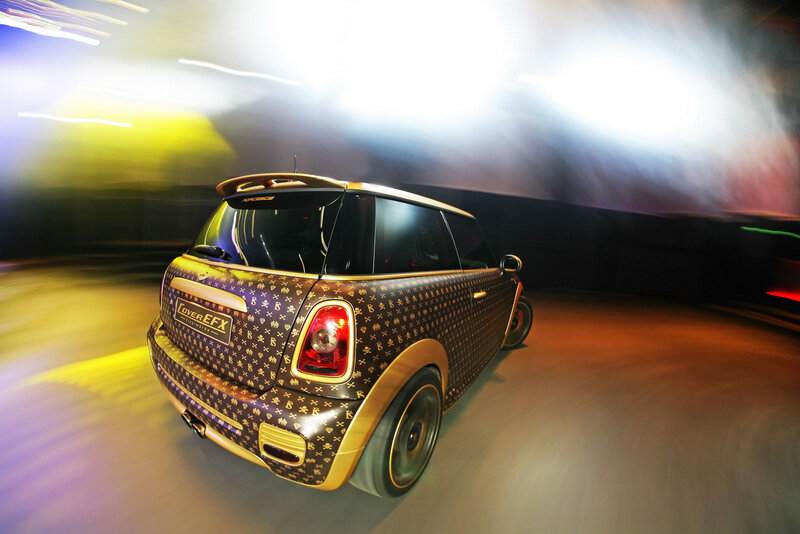 Gold-patterned Mini Cooper