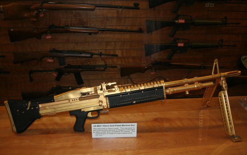 Gold-plated machine gun display