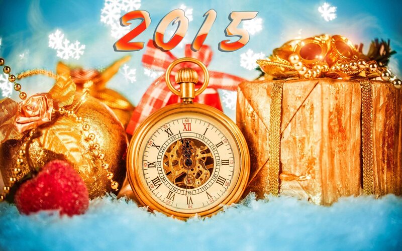 Gold Pocket Watch — Blue, Festive, Winter, Digital Art