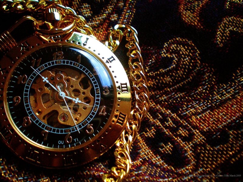 Gold Pocket Watch — Dramatic, Photograph, Chain