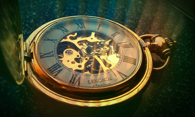Gold Pocket Watch — Dramatic, Photograph, Roman Numerals