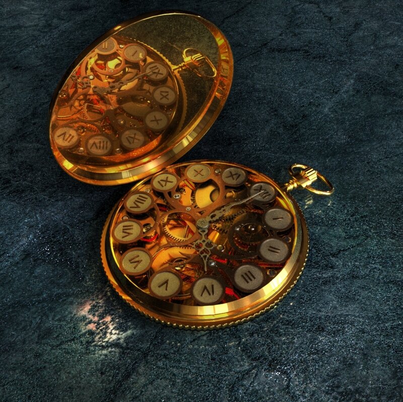 Gold Pocket Watch — Dramatic