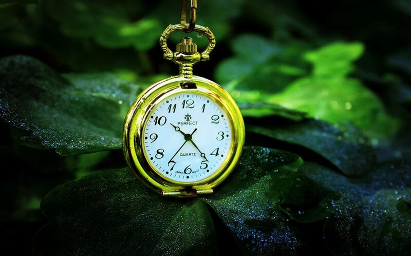 Gold Pocket Watch — Green, Serene