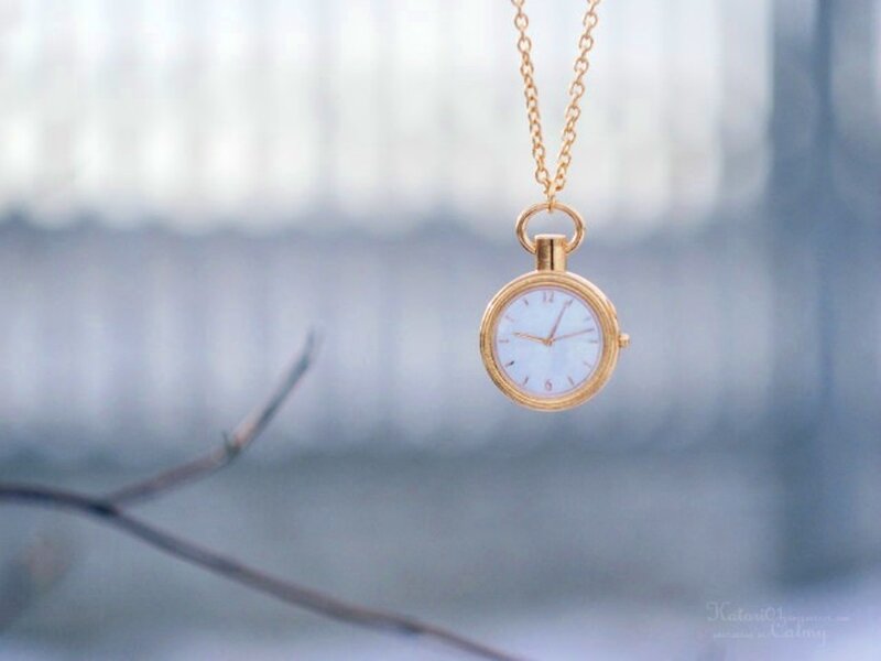Gold Pocket Watch Necklace