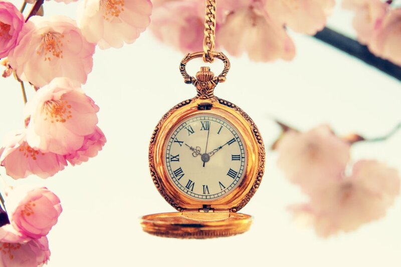 Gold Pocket Watch — Pink, Serene, Spring