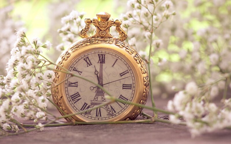 Gold Pocket Watch — Serene, Spring, Photograph, Flowers
