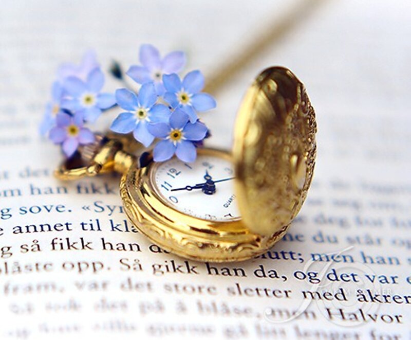 Gold Pocket Watch with Flowers