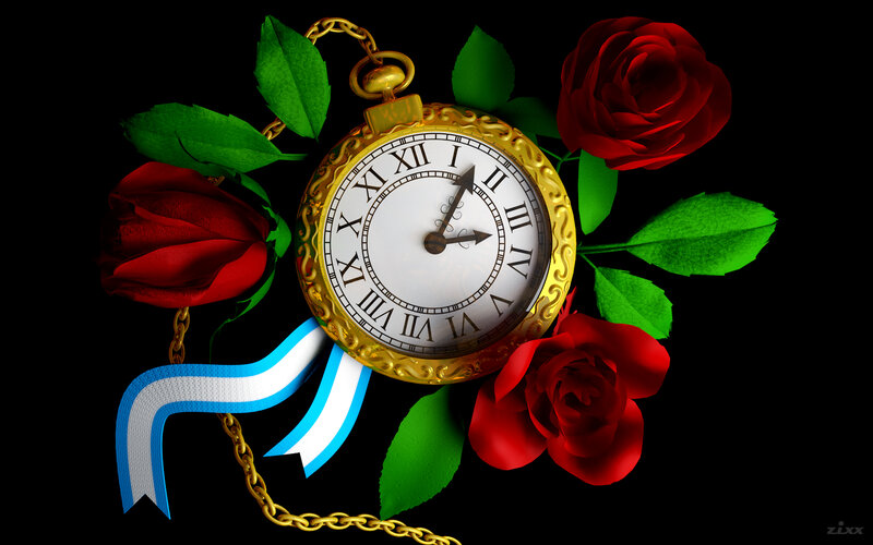 Gold Pocket Watch with Roses