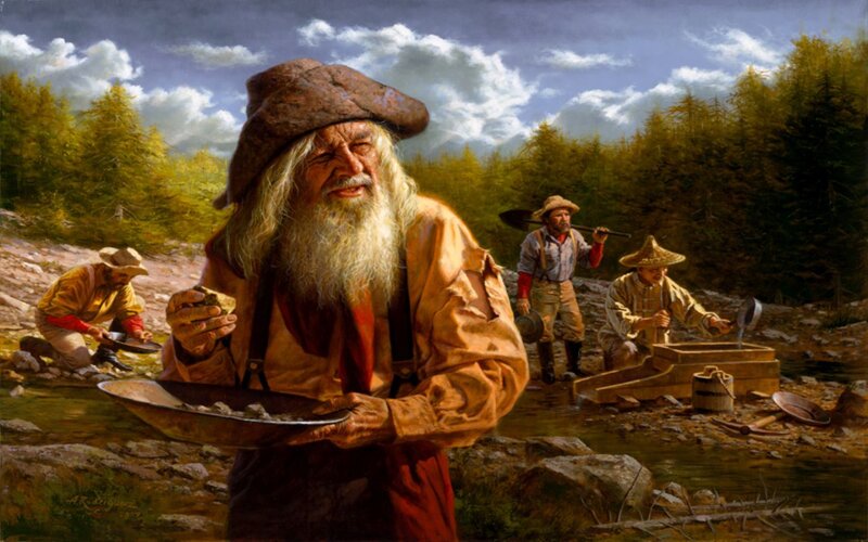 Gold Prospector in River