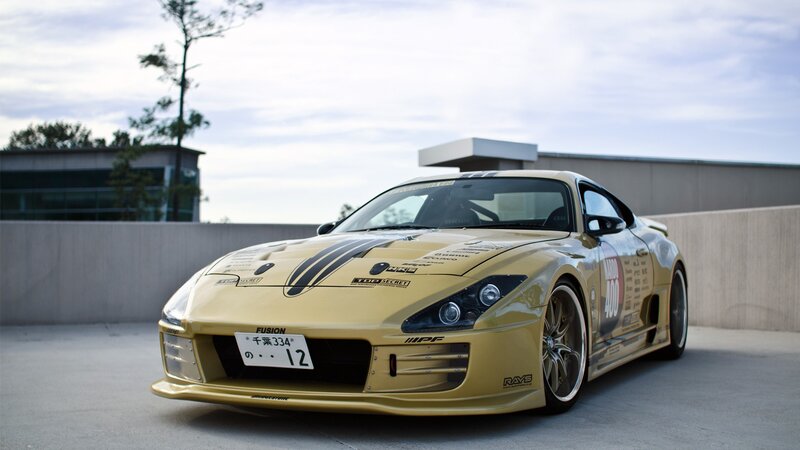 gold race car on rooftop