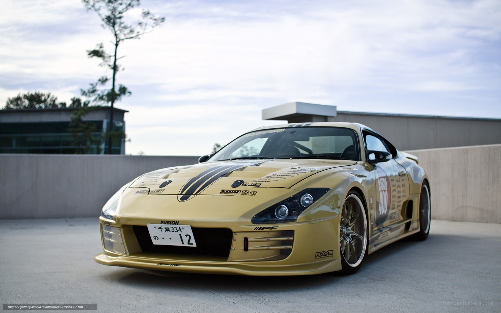 gold race car on rooftop