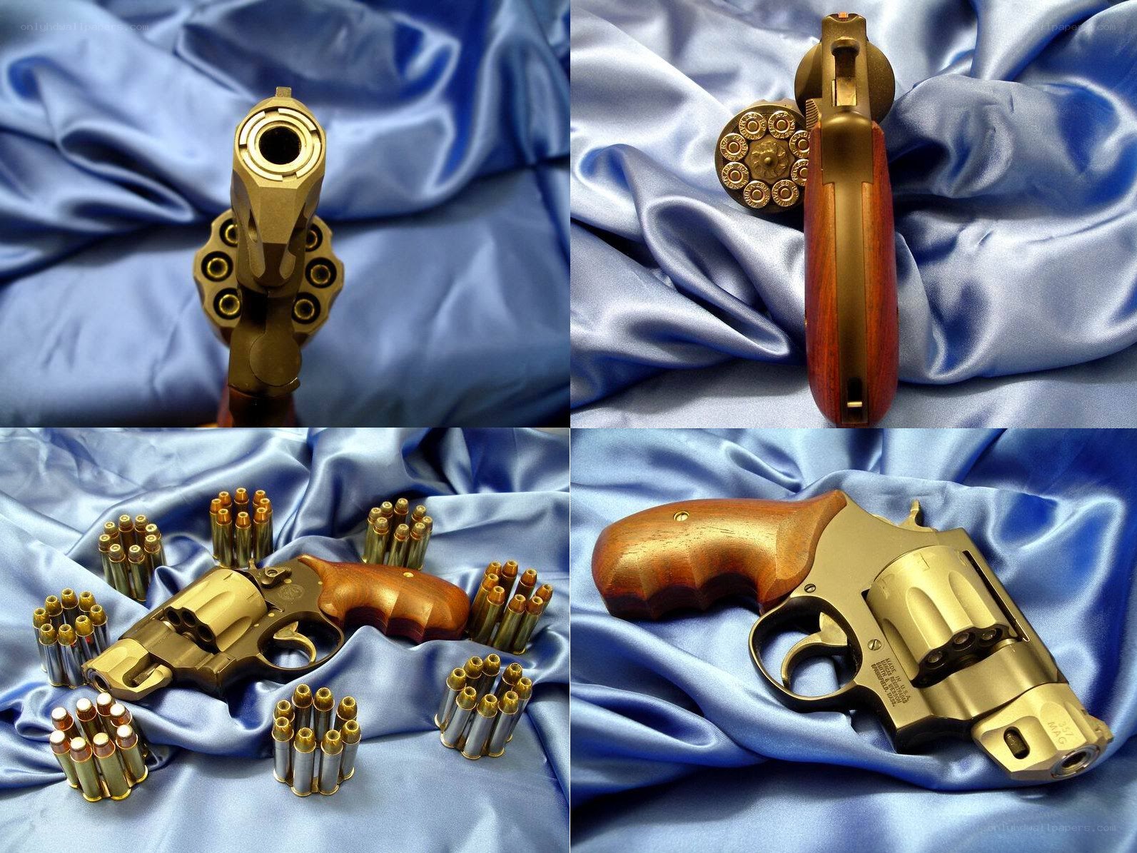 gold revolver with ammunition