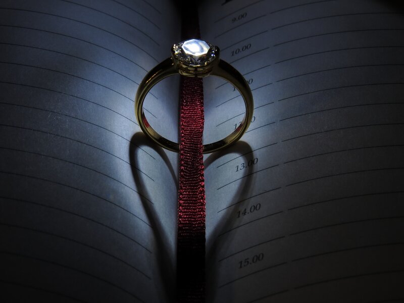 Gold Ring on Notebook