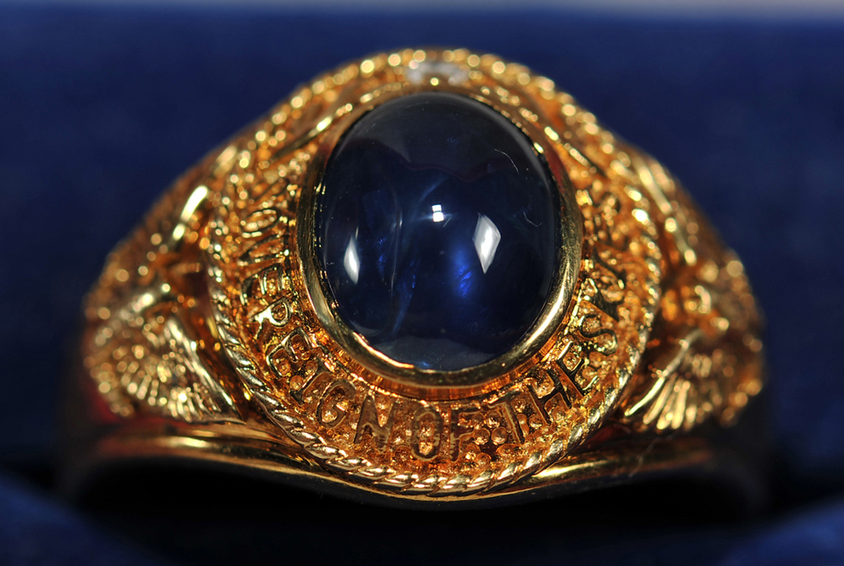 gold ring with blue gemstone
