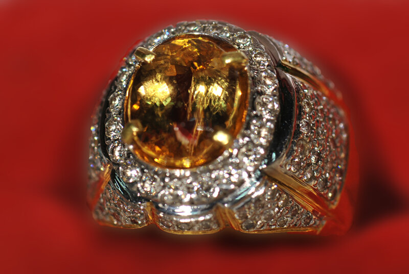 Gold Ring with Gemstone — Red, Dramatic