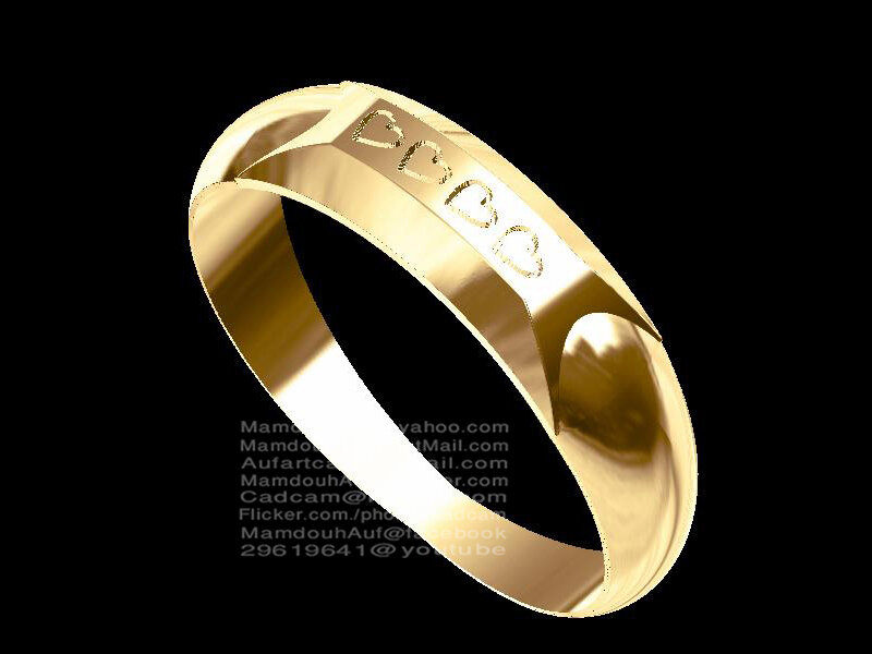 Gold Ring with Heart Engravings