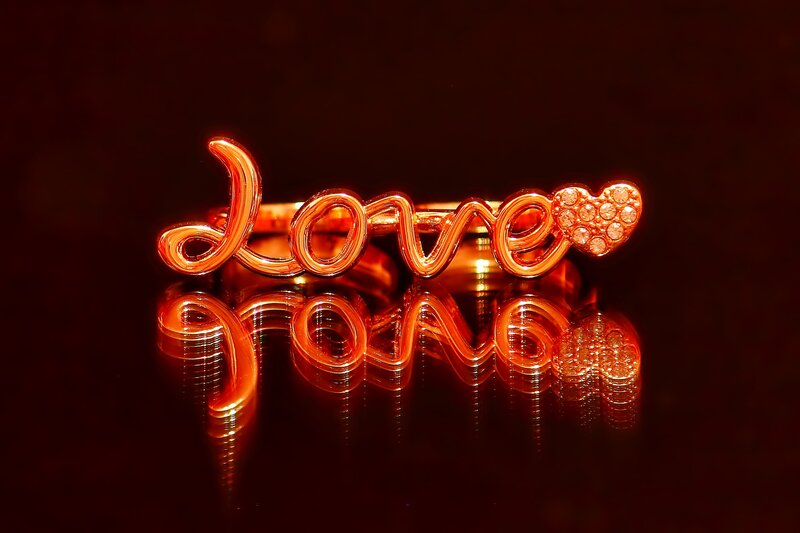 Gold Ring with Love Text